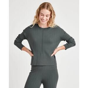 Splendid Women Evergreen Viscose Soft Knit Veronica Crewneck Sweater Size XS